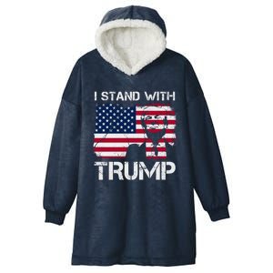 Trump I Stand With Trump With 4th Of July America Flag Retro Meaningful Gift Hooded Wearable Blanket