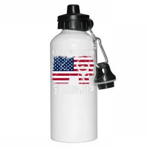 Trump I Stand With Trump With 4th Of July America Flag Retro Meaningful Gift Aluminum Water Bottle