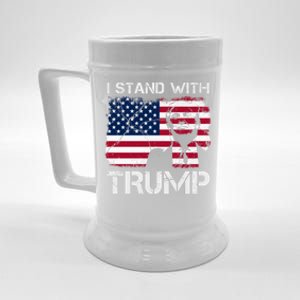 Trump I Stand With Trump With 4th Of July America Flag Retro Meaningful Gift Beer Stein