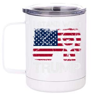 Trump I Stand With Trump With 4th Of July America Flag Retro Meaningful Gift 12 oz Stainless Steel Tumbler Cup