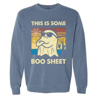 This Is Some Boo Sheet Ghost Retro Funny Halloween Garment-Dyed Sweatshirt