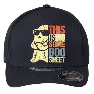 This Is Some Boo Sheet Ghost Retro Halloween Costume Vintage Flexfit Unipanel Trucker Cap