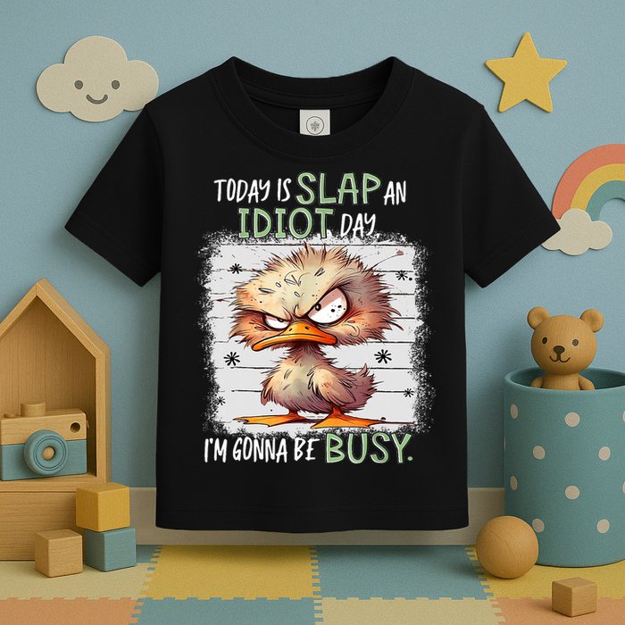 Today Is Slap An Idiot Day IM Gonna Be Busy Funny Quote Toddler T-Shirt