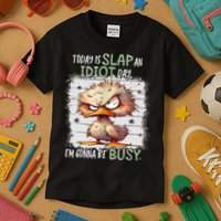 Today Is Slap An Idiot Day IM Gonna Be Busy Funny Quote Kids T-Shirt
