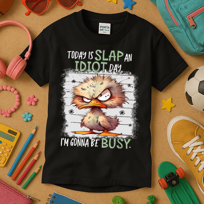Today Is Slap An Idiot Day IM Gonna Be Busy Funny Quote Kids T-Shirt