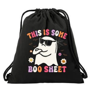 This Is Some Boo Sheet Groovy Halloween Ghost Drawstring Bag