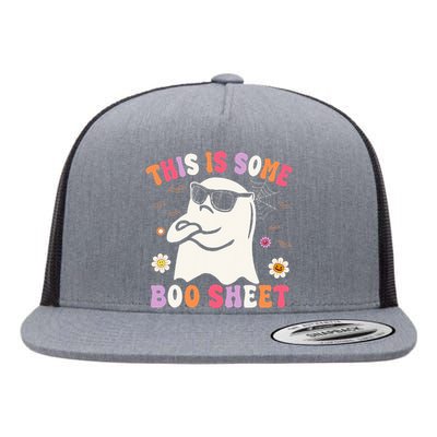 This Is Some Boo Sheet Groovy Halloween Ghost Flat Bill Trucker Hat