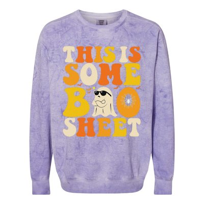 This Is Some Boo Sheet Retro Groovy Halloween Cute Boo Ghost Colorblast Crewneck Sweatshirt