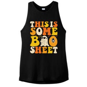 This Is Some Boo Sheet Retro Groovy Halloween Cute Boo Ghost Ladies PosiCharge Tri-Blend Wicking Tank