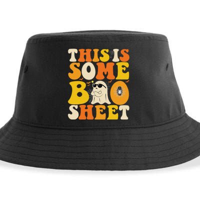 This Is Some Boo Sheet Retro Groovy Halloween Cute Boo Ghost Sustainable Bucket Hat