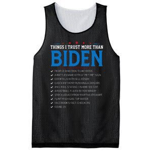 Things I Trust More Than Biden Sarcastic And Funny Joe Biden Mesh Reversible Basketball Jersey Tank