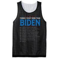 Things I Trust More Than Biden Sarcastic And Funny Joe Biden Mesh Reversible Basketball Jersey Tank