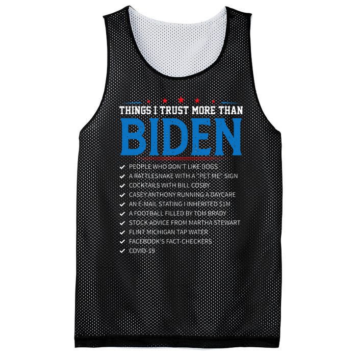 Things I Trust More Than Biden Sarcastic And Funny Joe Biden Mesh Reversible Basketball Jersey Tank