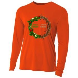 This Is The Season This Is The Reason Christian Xmas Wreath Funny Gift Cooling Performance Long Sleeve Crew