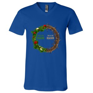 This Is The Season This Is The Reason Christian Xmas Wreath Funny Gift V-Neck T-Shirt