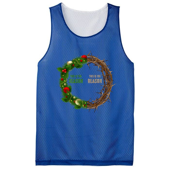 This Is The Season This Is The Reason Christian Xmas Wreath Funny Gift Mesh Reversible Basketball Jersey Tank