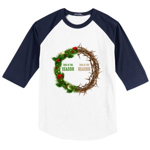 This Is The Season This Is The Reason Christian Xmas Wreath Funny Gift Baseball Sleeve Shirt