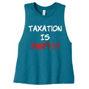 Taxation Is Theft Funny Women's Racerback Cropped Tank