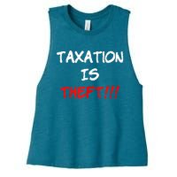 Taxation Is Theft Funny Women's Racerback Cropped Tank