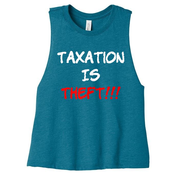 Taxation Is Theft Funny Women's Racerback Cropped Tank