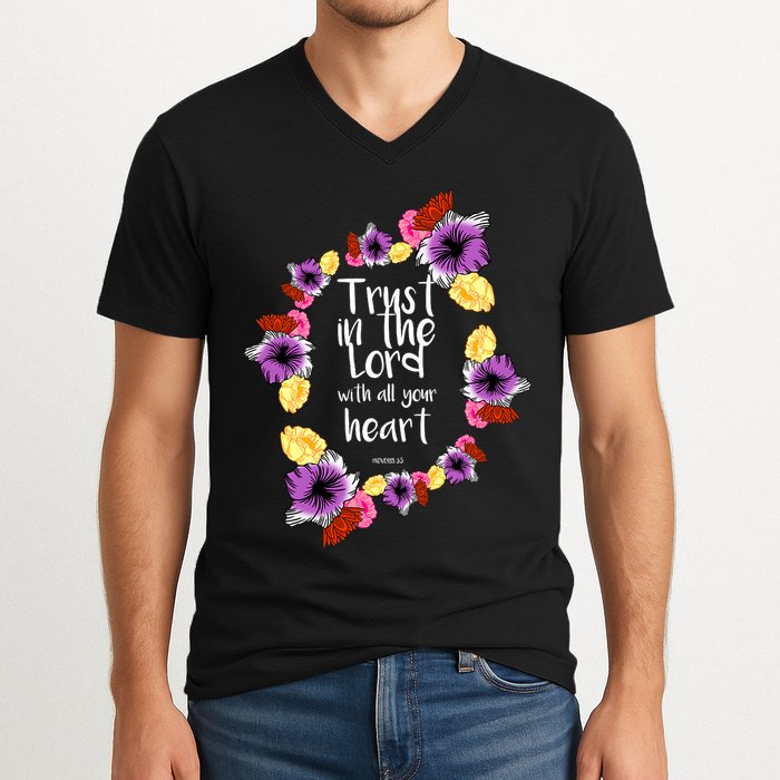 Trust In The Lord Scriptural Quote Biblical V-Neck T-Shirt