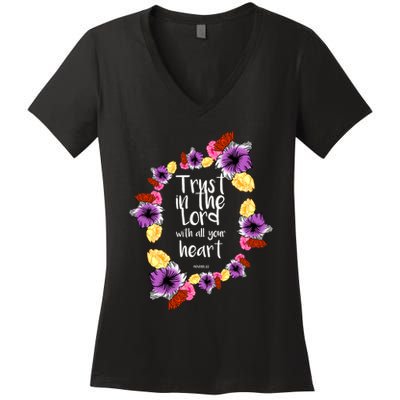 Trust In The Lord Scriptural Quote Biblical Women's V-Neck T-Shirt