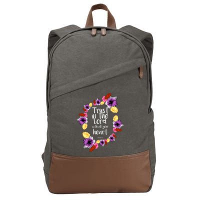 Trust In The Lord Scriptural Quote Biblical Cotton Canvas Backpack