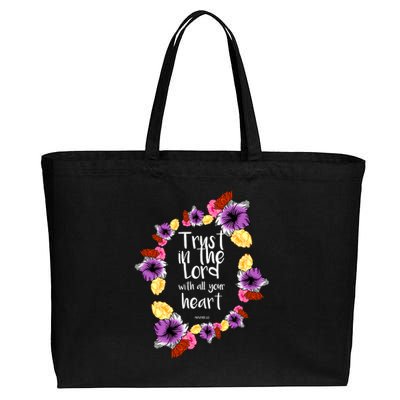 Trust In The Lord Scriptural Quote Biblical Cotton Canvas Jumbo Tote