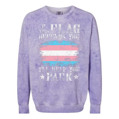 Transg If This Flag Offends You Transg Rainbow Pride Colorblast Crewneck Sweatshirt