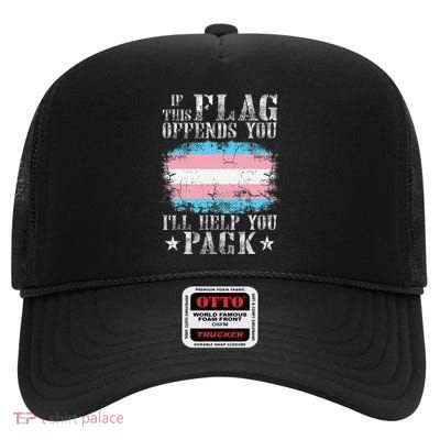 Transg If This Flag Offends You Transg Rainbow Pride High Crown Mesh Back Trucker Hat