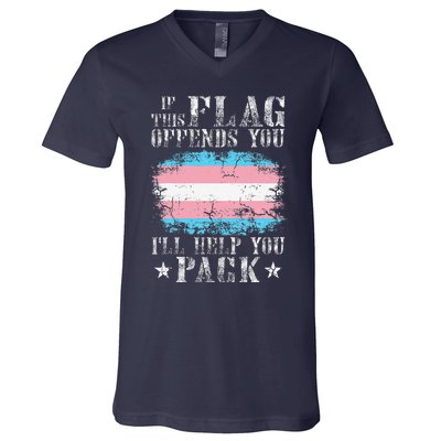 Transg If This Flag Offends You Transg Rainbow Pride V-Neck T-Shirt