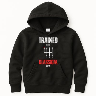 Trained In The Classical Arts Funny Manual Transmission Car Kids Hoodie