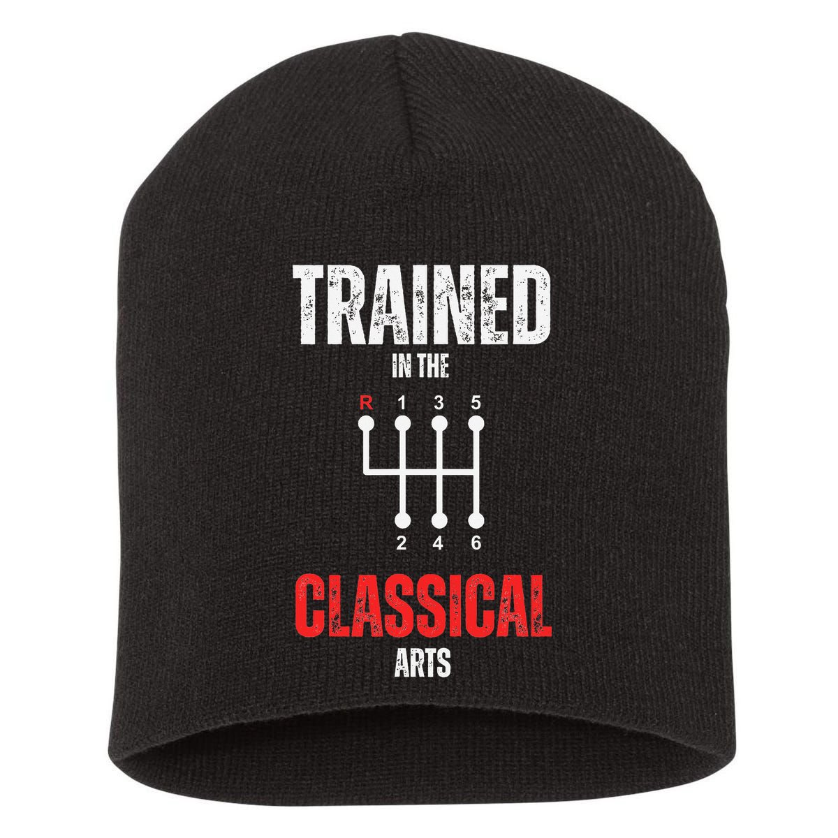 Trained In The Classical Arts Funny Manual Transmission Car Short Acrylic Beanie
