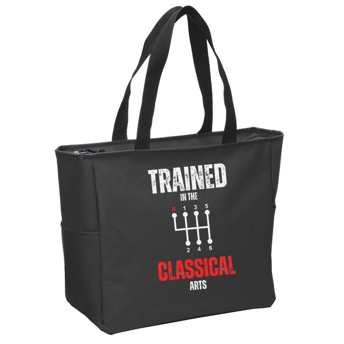 Trained In The Classical Arts Funny Manual Transmission Car Zip Tote Bag