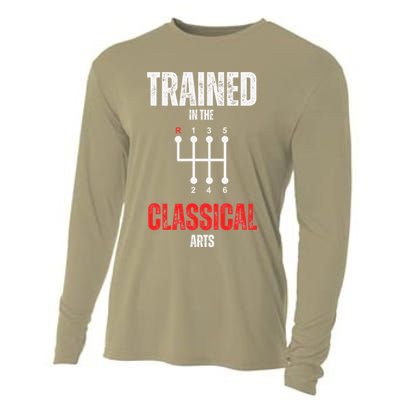 Trained In The Classical Arts Funny Manual Transmission Car Cooling Performance Long Sleeve Crew