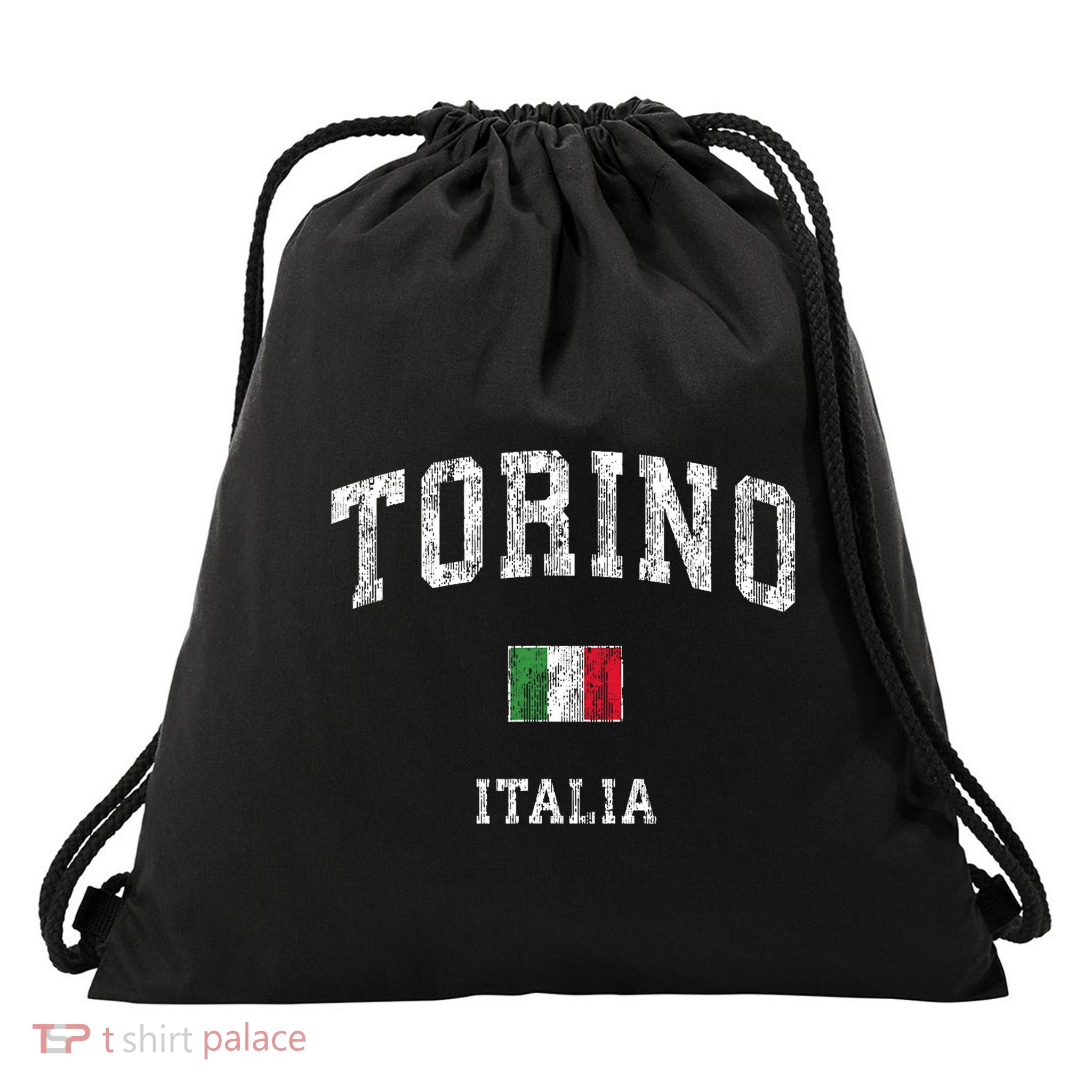 Turin Italy Torino Italia Vintage Athletic Sports Design Drawstring Bag