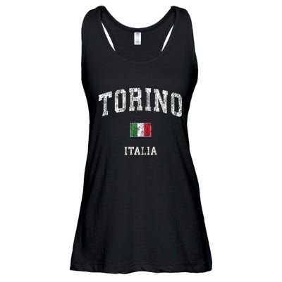 Turin Italy Torino Italia Vintage Athletic Sports Design Ladies Essential Flowy Tank