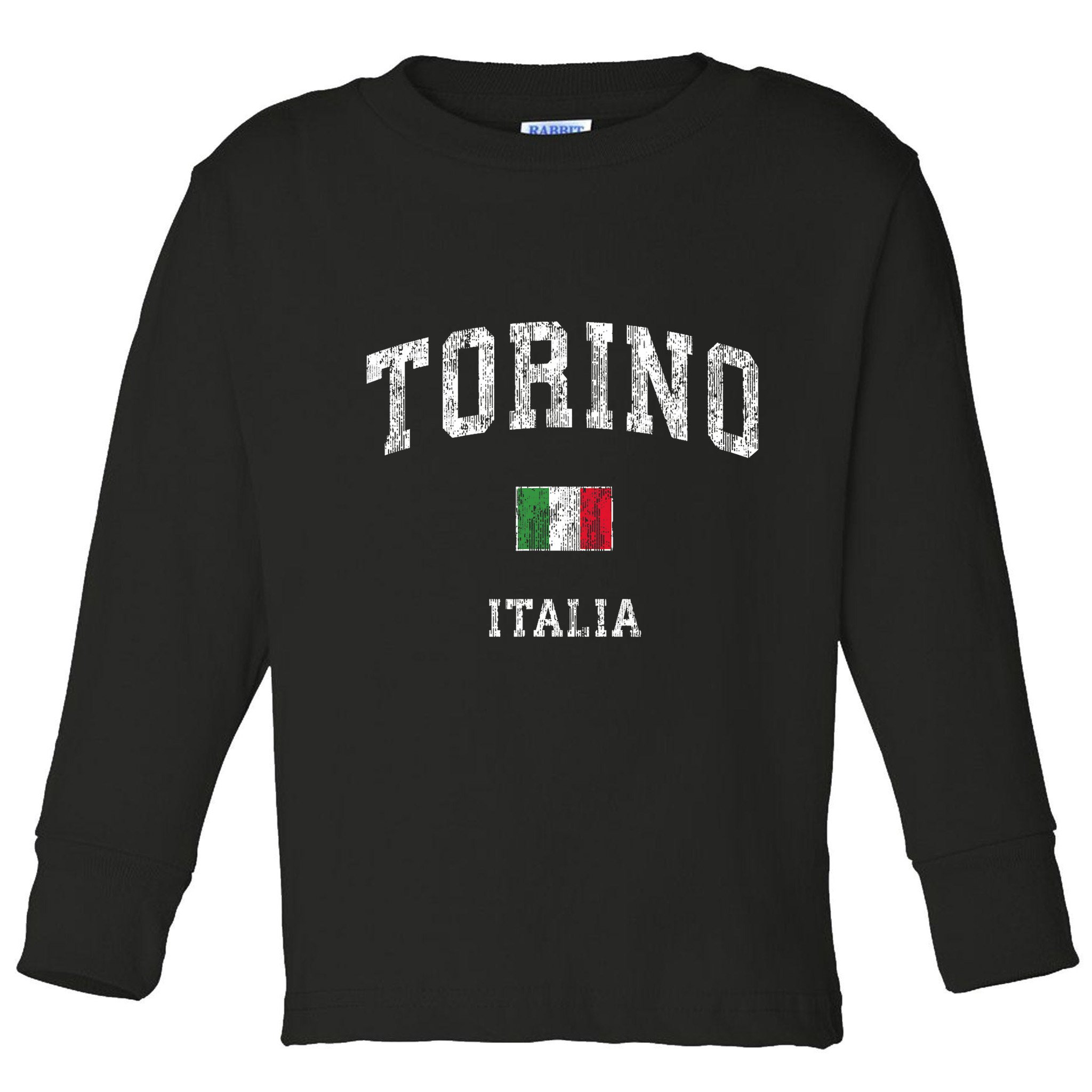 Turin Italy Torino Italia Vintage Athletic Sports Design Toddler Long Sleeve Shirt