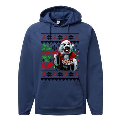 This Is The Most Terrifying Time Of The Year Art The Clown Santa Christmas Performance Fleece Hoodie