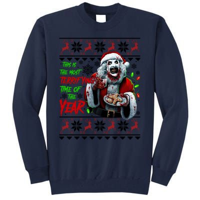 This Is The Most Terrifying Time Of The Year Art The Clown Santa Christmas Tall Sweatshirt