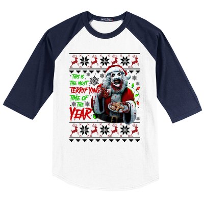 This Is The Most Terrifying Time Of The Year Art The Clown Santa Christmas Baseball Sleeve Shirt