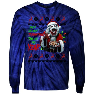 This Is The Most Terrifying Time Of The Year Art The Clown Santa Christmas Tie-Dye Long Sleeve Shirt