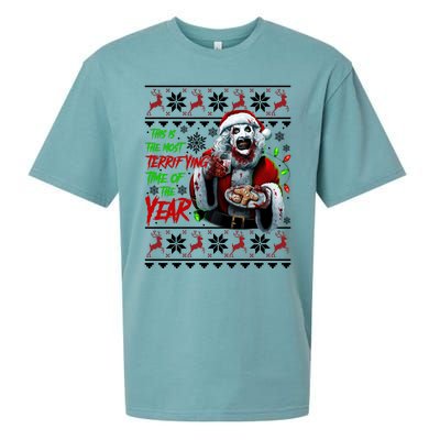 This Is The Most Terrifying Time Of The Year Art The Clown Santa Christmas Sueded Cloud Jersey T-Shirt