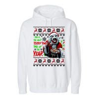 This Is The Most Terrifying Time Of The Year Art The Clown Santa Christmas Garment-Dyed Fleece Hoodie