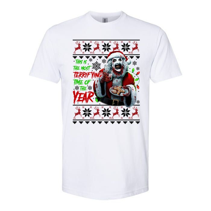 This Is The Most Terrifying Time Of The Year Art The Clown Santa Christmas Softstyle CVC T-Shirt