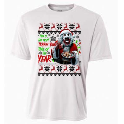 This Is The Most Terrifying Time Of The Year Art The Clown Santa Christmas Cooling Performance Crew T-Shirt