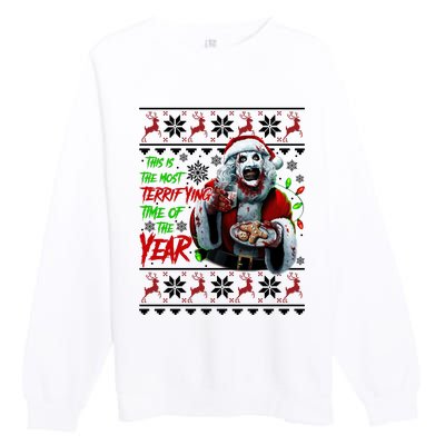 This Is The Most Terrifying Time Of The Year Art The Clown Santa Christmas Premium Crewneck Sweatshirt