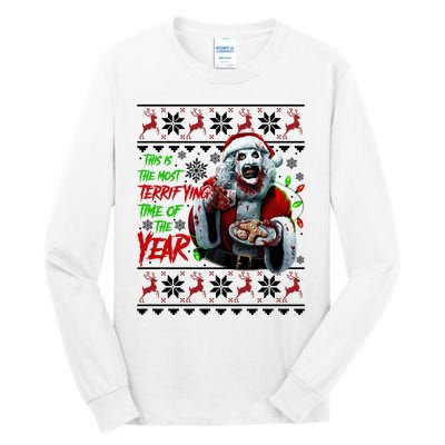 This Is The Most Terrifying Time Of The Year Art The Clown Santa Christmas Tall Long Sleeve T-Shirt