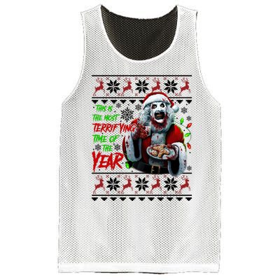 This Is The Most Terrifying Time Of The Year Art The Clown Santa Christmas Mesh Reversible Basketball Jersey Tank