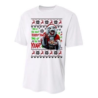 This Is The Most Terrifying Time Of The Year Art The Clown Santa Christmas Performance Sprint T-Shirt